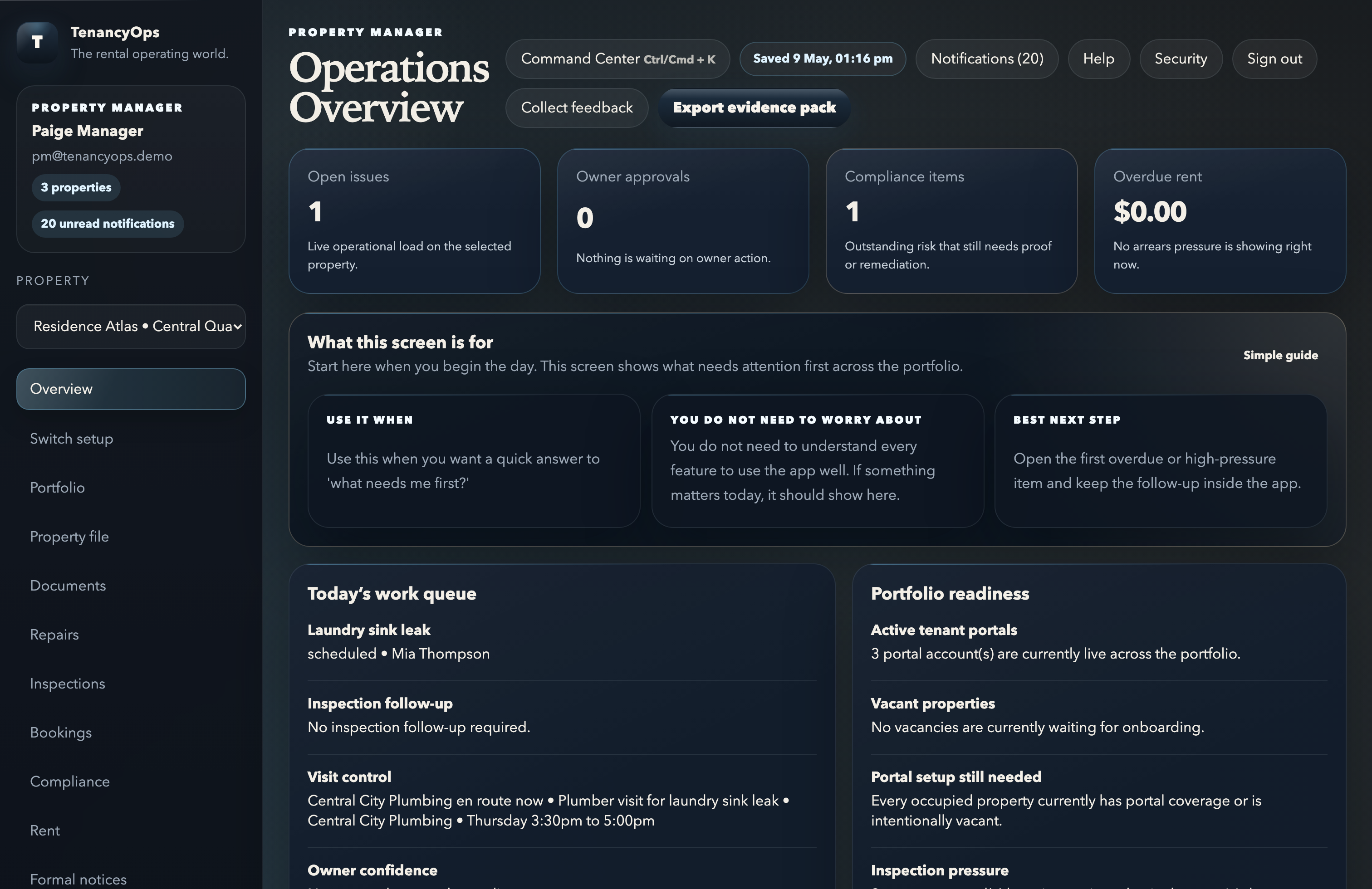 TenancyOps property manager workspace